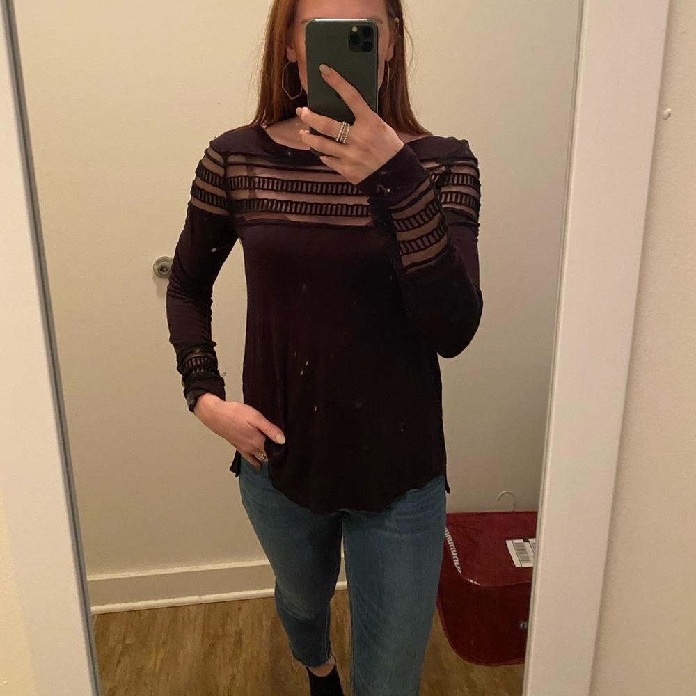 Free People Black Detailed top